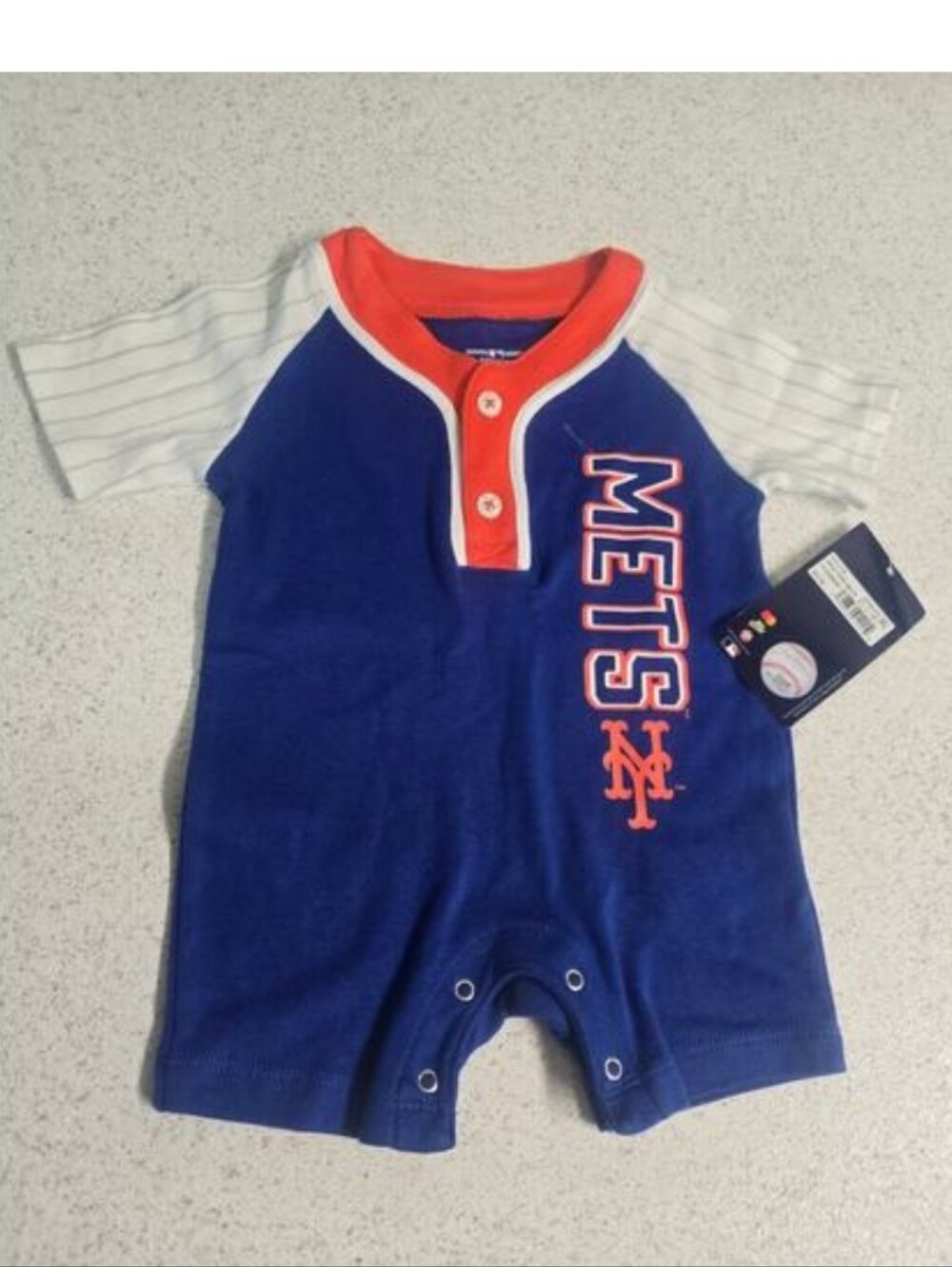 MLB New York Mets Baby Jersey Bodysuit 0-3 Months NWT Blue Genuine Merchandise